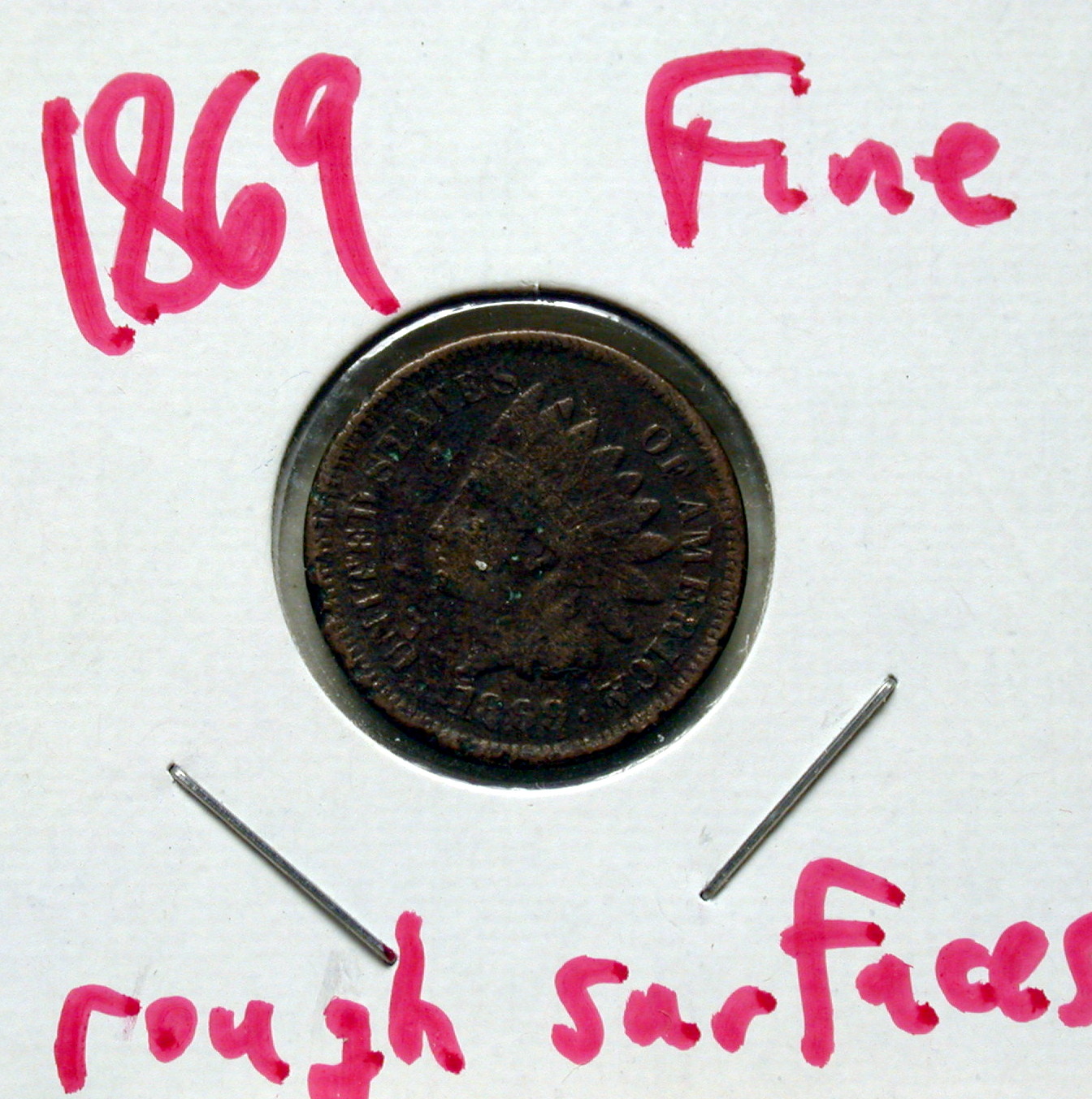 1869 Indian Head Cent in Fine! Rough Surface - Click Image to Close
